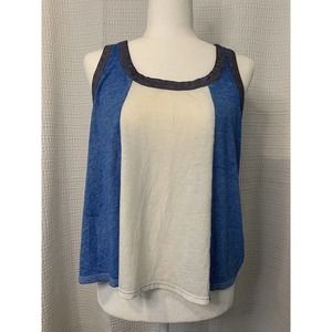 Mossimo Women's Knit Colorblock Crop Tank (Blue and White, Large) Vintage 90's